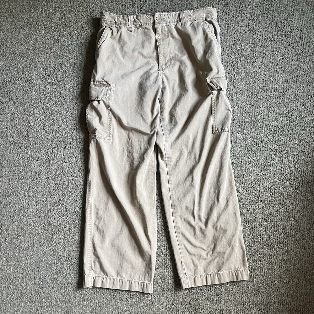 Old Navy Cargo Pants Men’s 36x32 Beige Khaki Relaxed Fit Utility Cotton Y2K